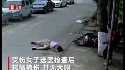 Poor Guy gets nailed in the head by a truck.