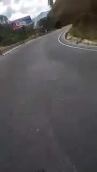 Tyre comes off a moving truck