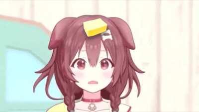 Butter dog, the dog whit the butter on her.