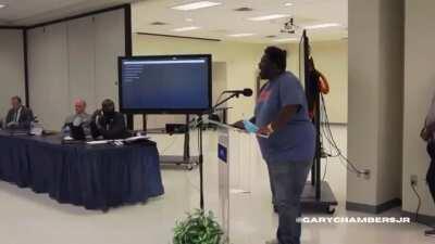 Activist goes NEXTFUCKINGLEVEL, destroys school board member that defended Robert E Lee and then went online shopping during hearing about racism