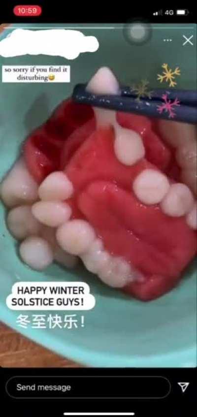 Thanks, I hate glutinous rice balls shaped into teeth and gum