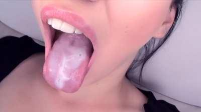 Aria Alexander Get Her Tongue Coated and Swallows