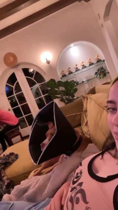 Billie Eilish slapping her tits on instagram