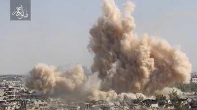 Al Rahman Corps footage of a tunnel bomb going off in Jobar. 2017/09/04