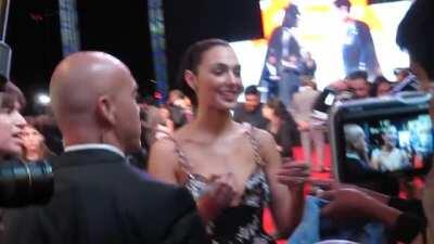 Gal Gadot signing autographs