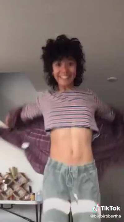 I like this trend of small shirts and no bra across the board