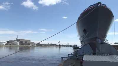 How the US Navy launches new warships into service