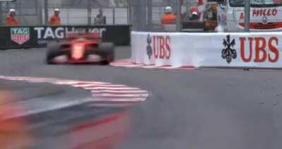 Looping GIF I've made of Lewis, Max, Seb and Valtteri hurtling through the swimming pool section at the 2019 Monaco GP