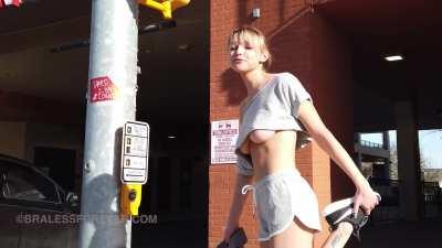 Stretching on the street corner