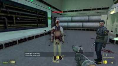 You can trigger the unused friendly fire voice lines from HL2 using HL1 scientists