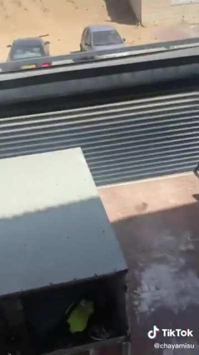 Watch. When a Israeli throws water balloon at a Palestinian car.