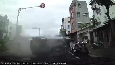 SUV crash into scooter, head on