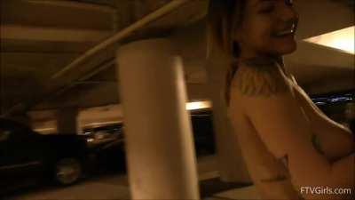 Having fun in the parking lot