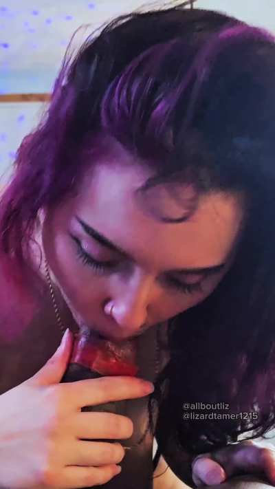 Goth chick gives BBC fruit roll up BJ for V-Day
