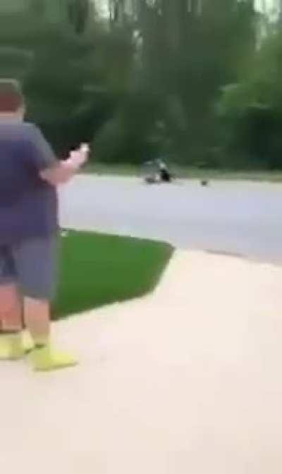 I can see him going to the big leagues with that aim ..... Nice shot tho...