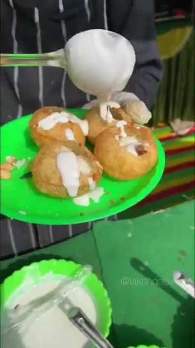 We don't want to live in a society (Rasgulla chat feat golgappa, onion, tomato & sev)