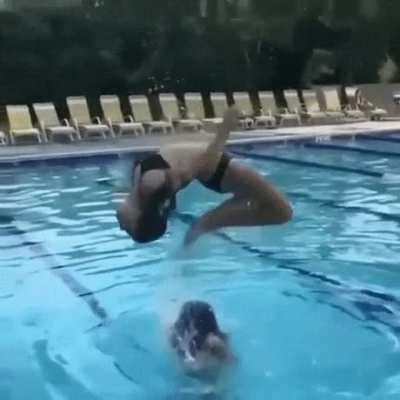 Trying to back-flip from your friend's shoulders