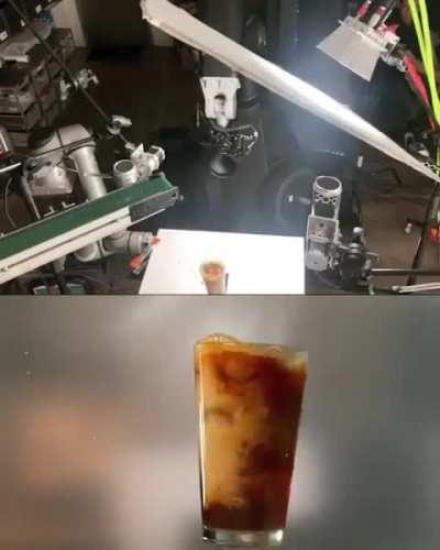 Behind the scene of an iced coffee commercial
