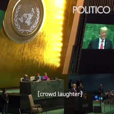 U.N. audience laughs at Donald Trump