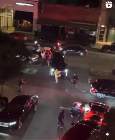 Shots outside The Nice Guy Restaurant in Beverly Grove, CA