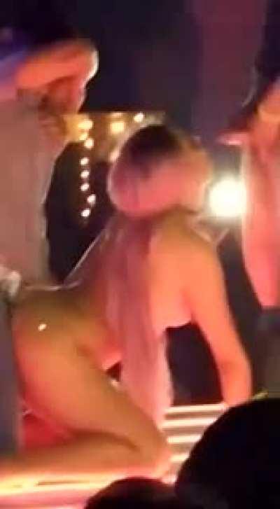 To enjoy his participation in a sex show.