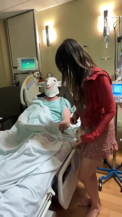 Fucking herself with dildo in the hospital