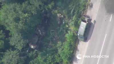 CAESAR flips over trying to escape a Lancet strike. Gets hit by a 2nd lancet shortly thereafter.