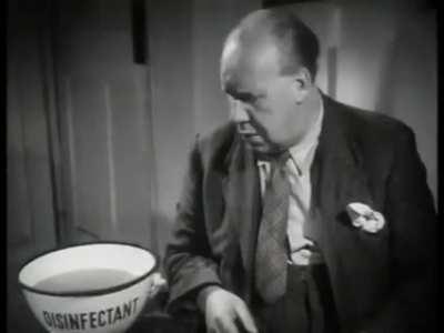 A bowl of disinfectant