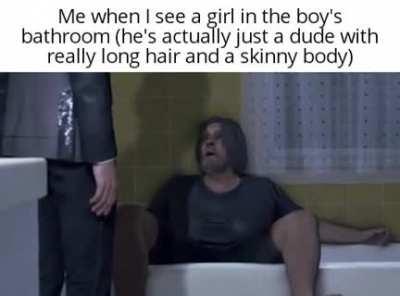 I actually took me some time to ask why there was a girl in the boy's bathroom