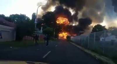 Gas tanker explosion in South Africa this morning