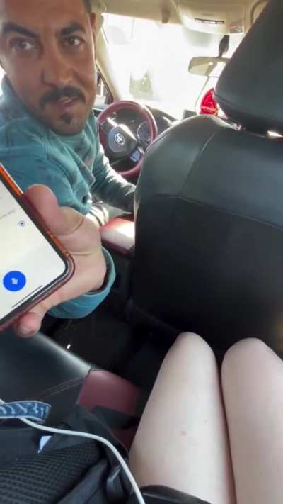 Egyptian cab driver cannot control himself when he sees a female passengers bare legs