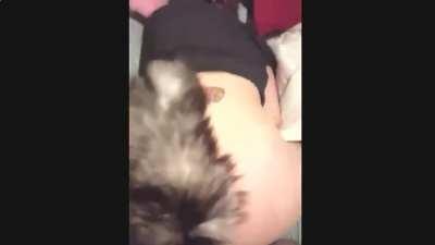 Blonde Ebony Licking