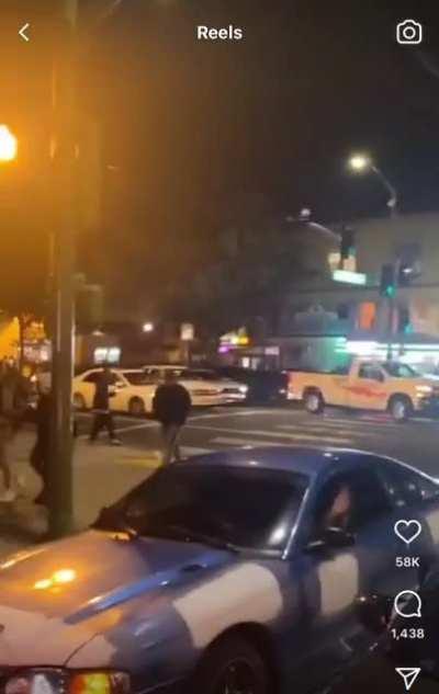 Oakland, CA. People decide to demonstrate some live fire while they take over city Block