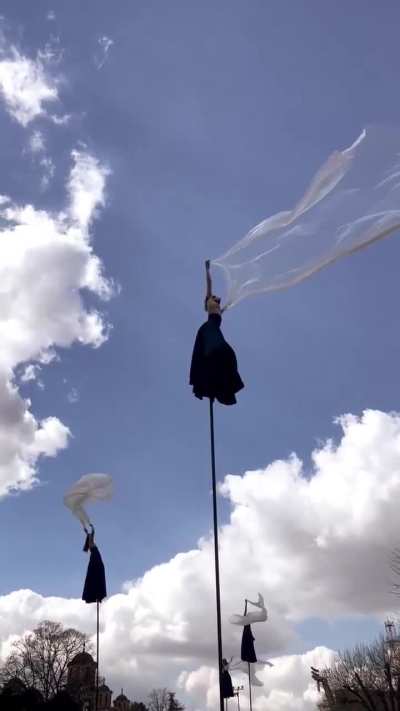 Three artists from Gratte Ciel turning height into poetry, letting the wind write the choreography.