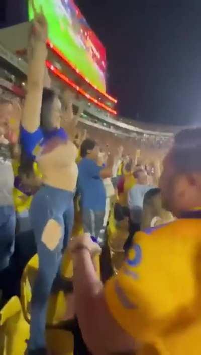 Sexy Latina is happy that her soccer team scored