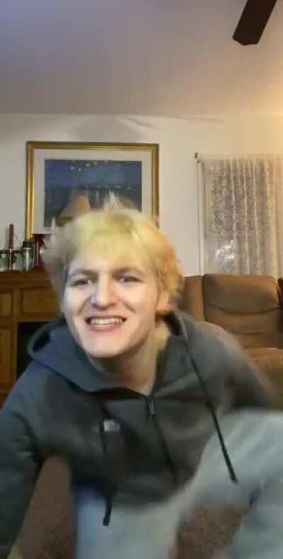 Dominic Schmidt humps his teddy bear