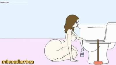 Girl poop massive animated