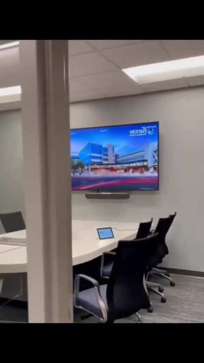 Conference room glass designed to block the screen from outside view
