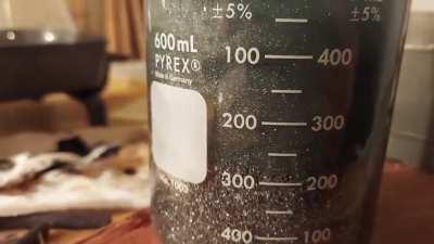 Palladium and silver settling out of solution before final parting and refining.