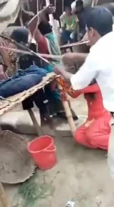 2 Hindu girls being lashes and beat up in public just because they ran away from there village...