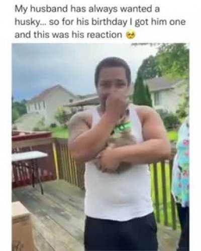 The man's reaction is priceless