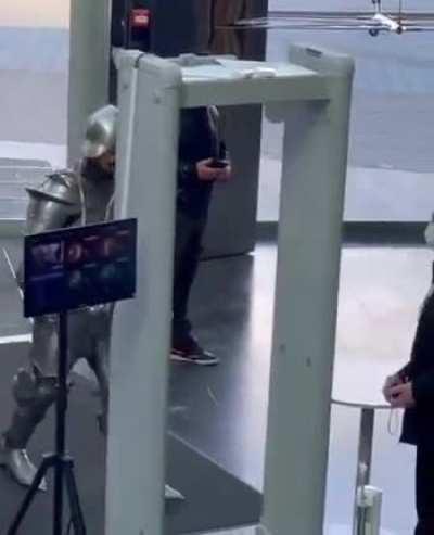 Russian knight attempts to board a plane