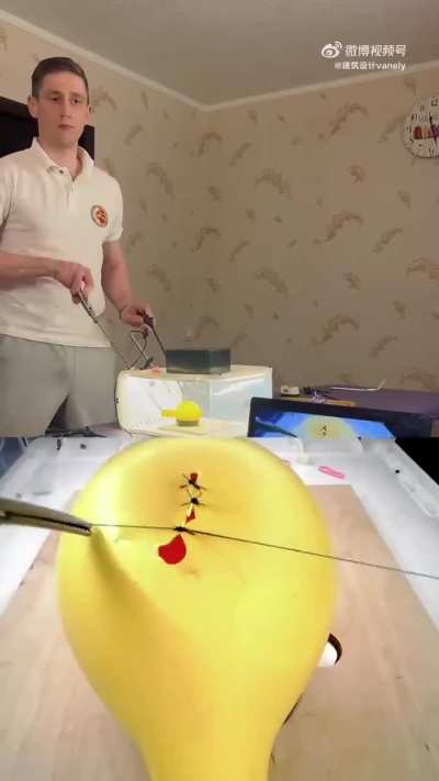 A surgeon showed that he could sew up a balloon without making it burst