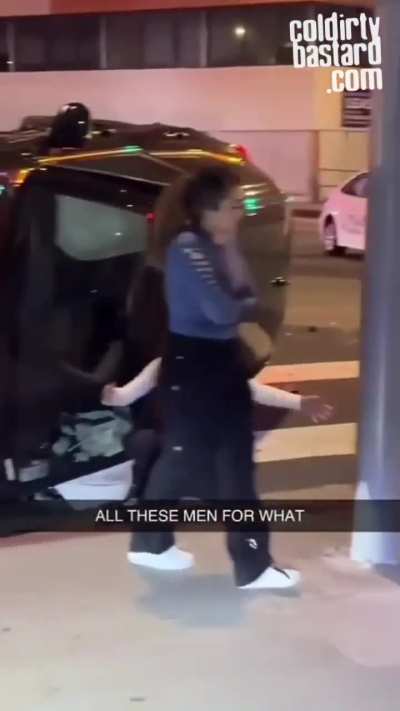 Girls complaining for help after a wrecc