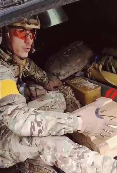 A Ukrainian Soldier frequently complains about having an excessive amount of war trophies after having killed a handful of Russian Soldiers. He doesn't need a bunch of weapons; that he really wants a shish kebab, girls, and cold beer.