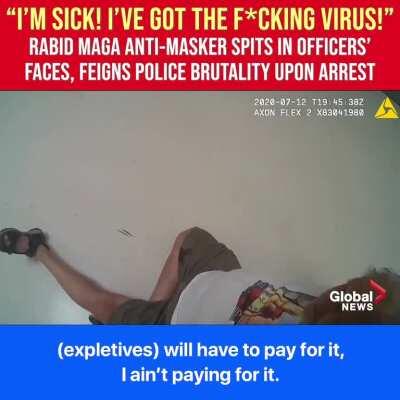 “I’ve got the f*cking virus! I'm gonna spit in your face.” Rabid MAGA anti-masker spits in officers’ faces at Walmart, feigns police brutality when arrested