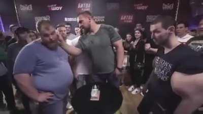 Synthol man has the Synthol slapped outta him.
