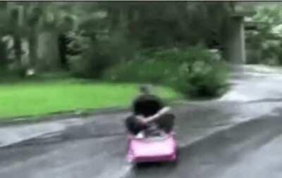 WCGW driving a toy car