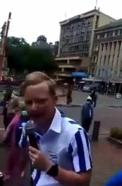 Mayor Elect of Umngeni speaking to the people he was campaigning to get votes from and not speaking down on them.