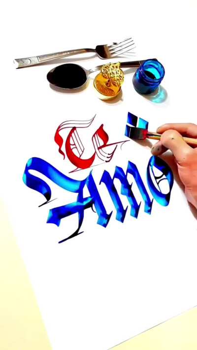Calligraphy with forks and scissors